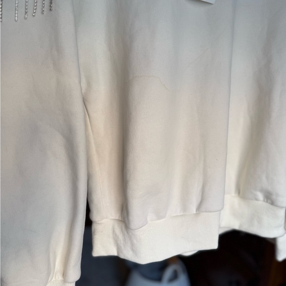 NWT Skies Are Blue Rhinestone Sleeve Cotton Blend Swearshirt / Medium - Picture 7 of 9